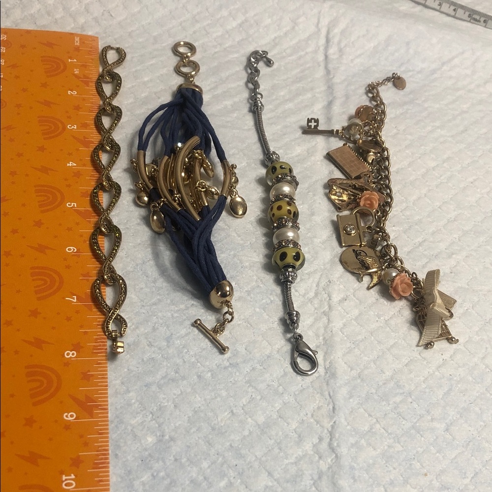 Assorted Women's Charm & Bead Bracelets - Gold, Navy, Silver, Rose